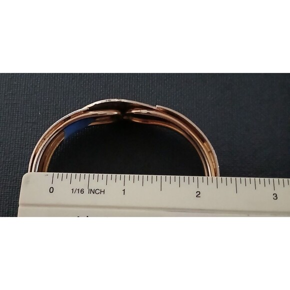 Vintage Cloisonne Enamel Floral Clamper Bracelet Gold-Tone Beautiful Jewelry Gif - Picture 11 of 12